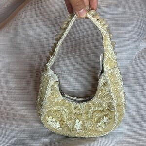 Elegant Cream Beaded Women's Bag